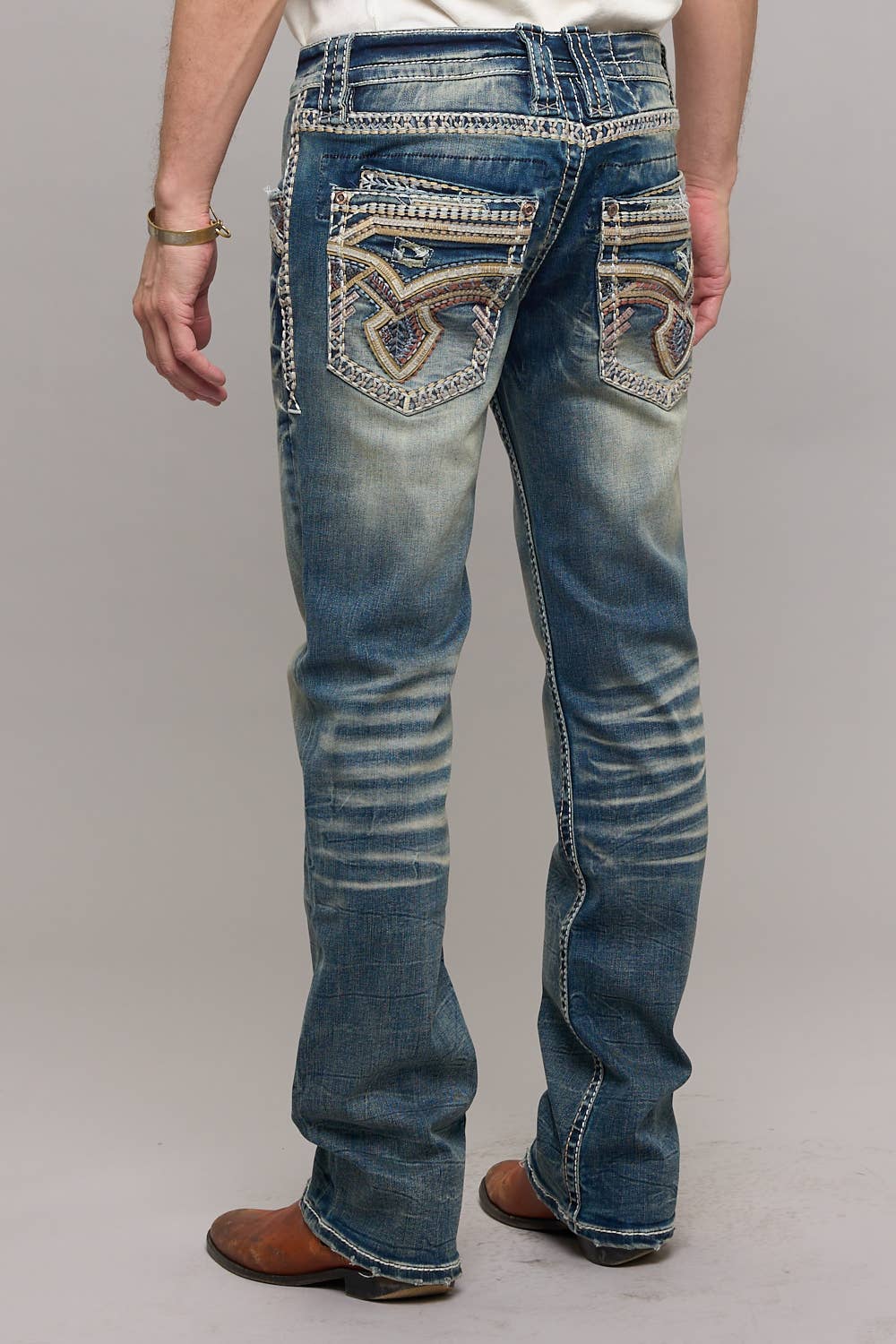WE-020 Eagle Warrior Men's Western Straight Stretch Jeans: 32 / 36