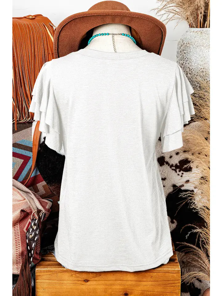 Layered Ruffle Short Sleeve Round Neck Top