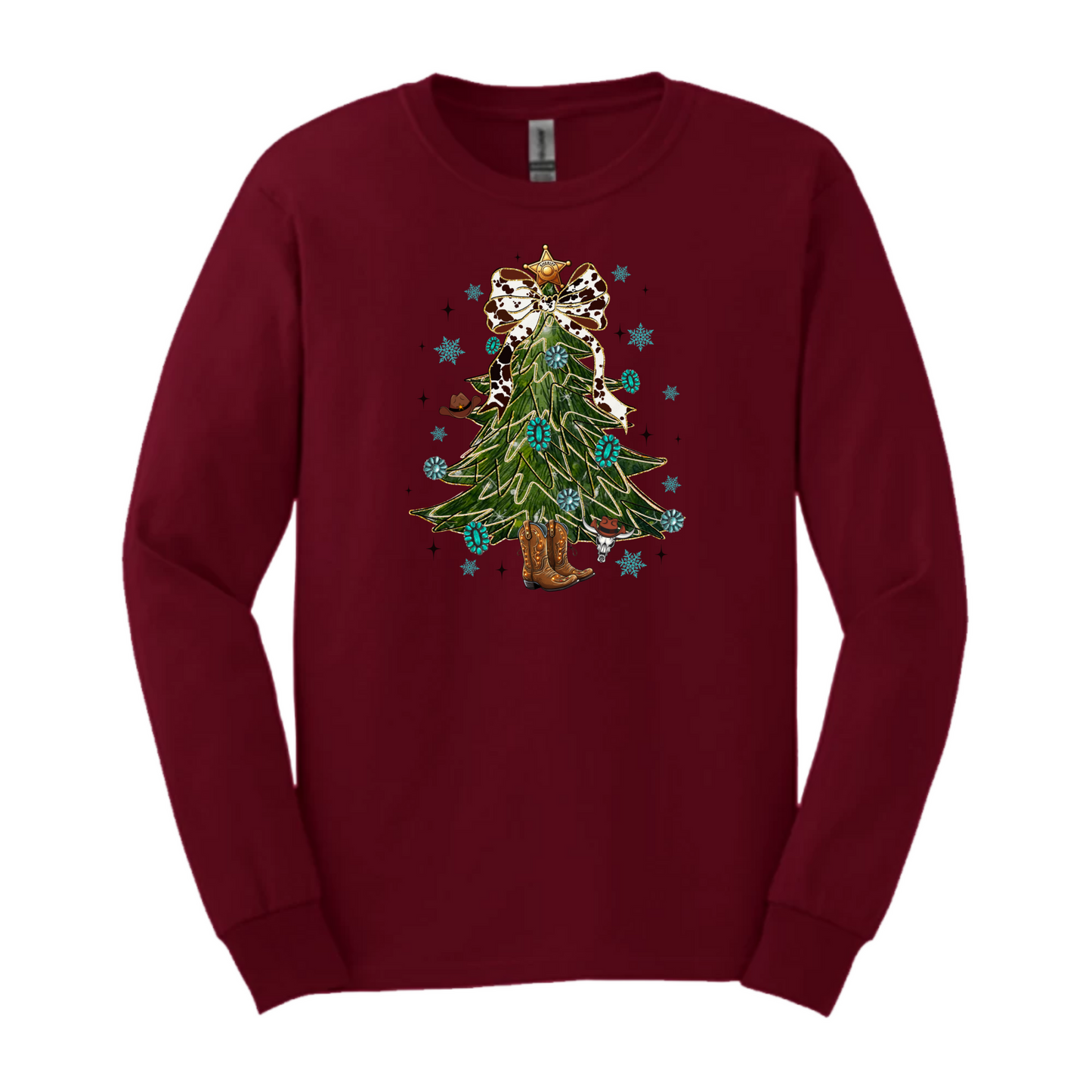 Cowboy Christmas Tree Crewneck Sweatshirt