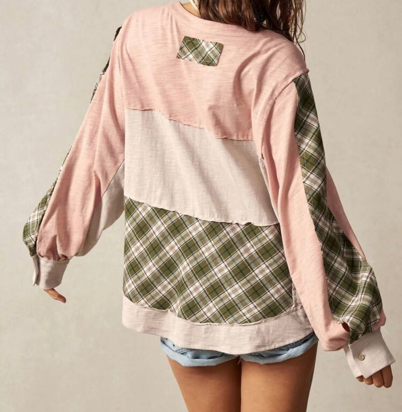 Loose Fit Contrast Color Block Round Neck Tee