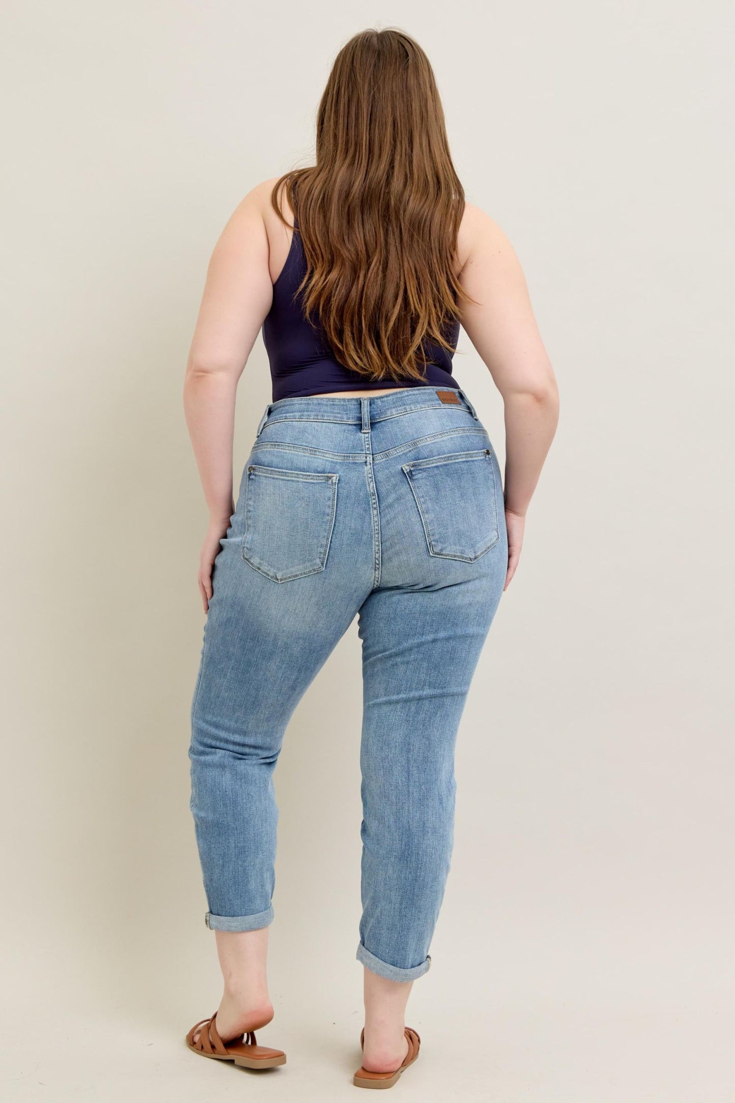 Judy Blue Mid Rise Bleach Wash Boyfriend- Reg & Plus Size