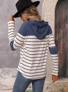Striped Drawstring Hoodie