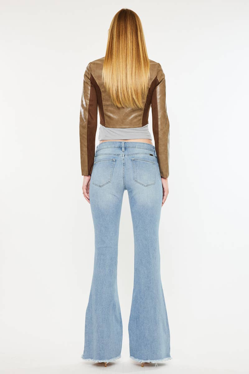 MID RISE DISTRESSED FLARE JEANS-KC5501M: MEDIUM / 11/29