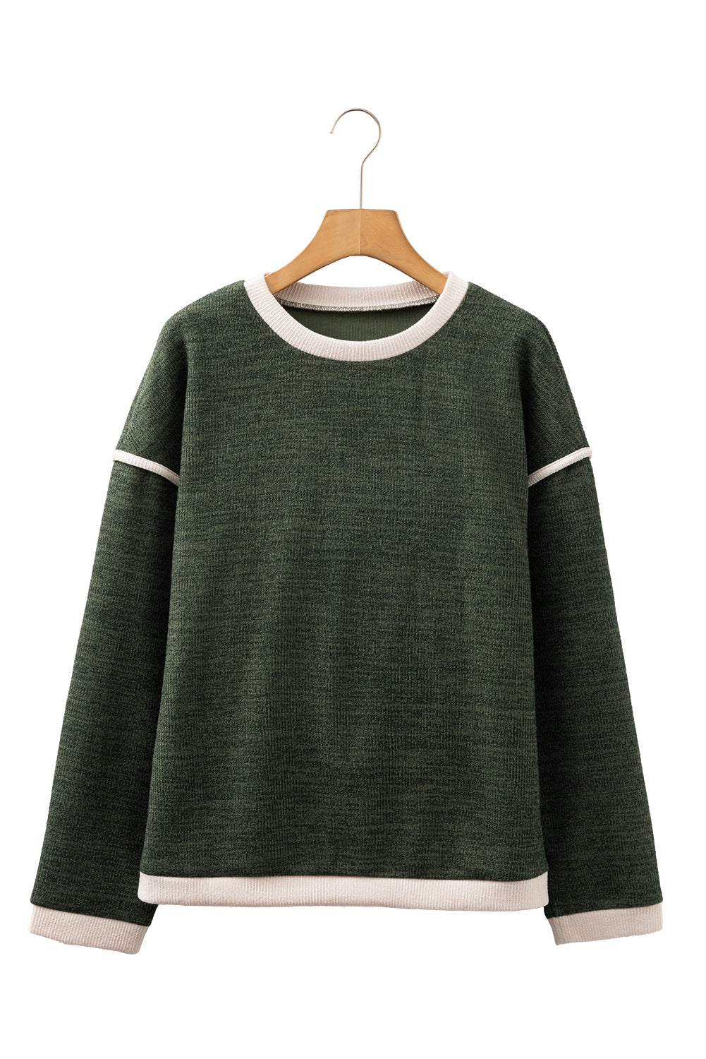 Contrast Color Trim Knit Drop Shoulder Loose Top