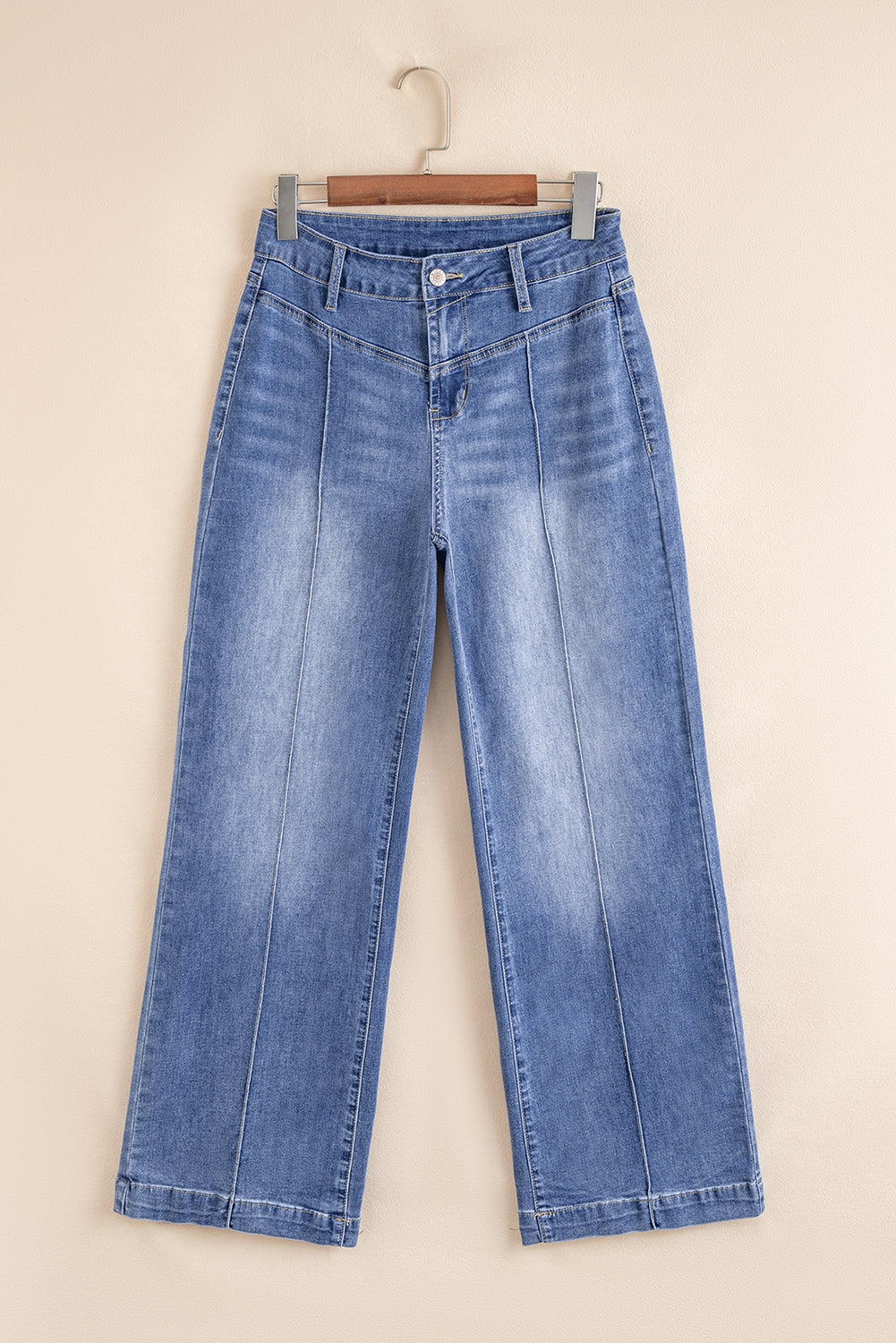 Beau Blue Tailored Center Seam Detail High Rise Jeans