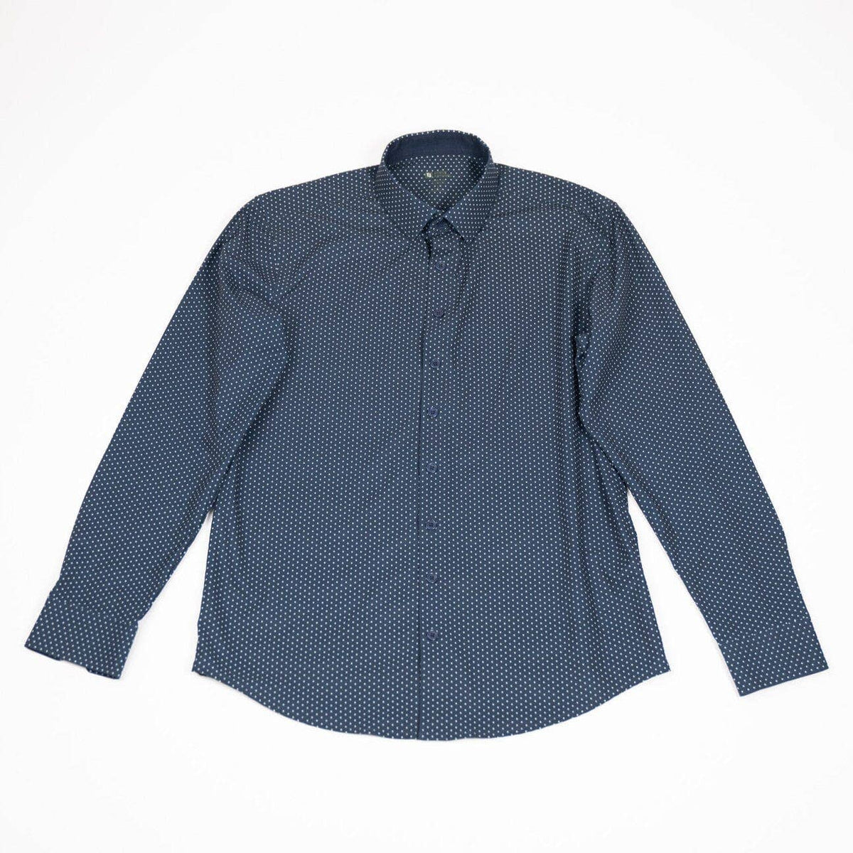 Hustle Sport Shirt - Long Sleeve - Navy Polka Dot: Regular / Small