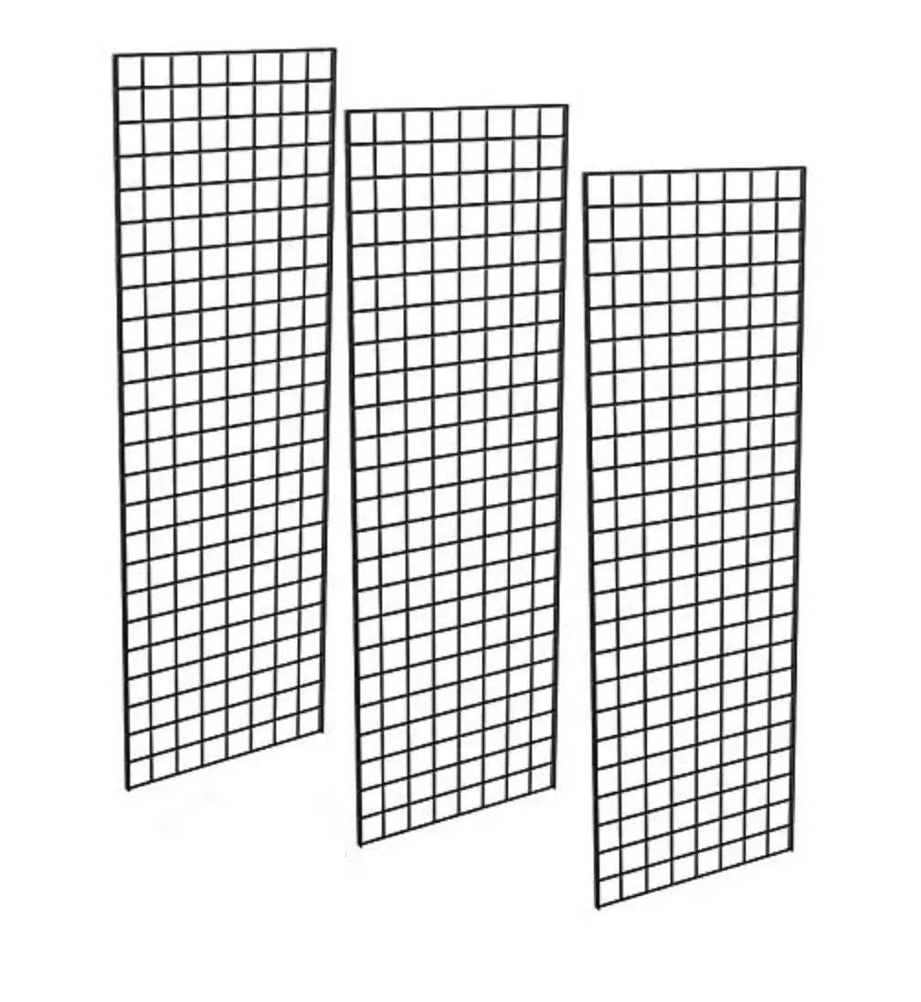 Only Garment Racks #1900 (Box of 3) Grid Panel for Retail Display - Perfect Metal Grid for Any Retail Display, 2'x 6', 3 Grids Per Carton: BLACK