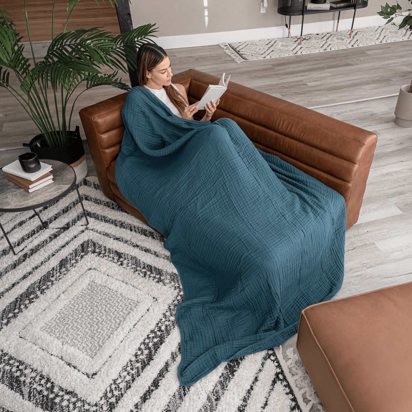 Muslin Blanket for Adults, 6-Layer Bedding by Comfy Cubs: Mauve / Throw: 50" x 60"