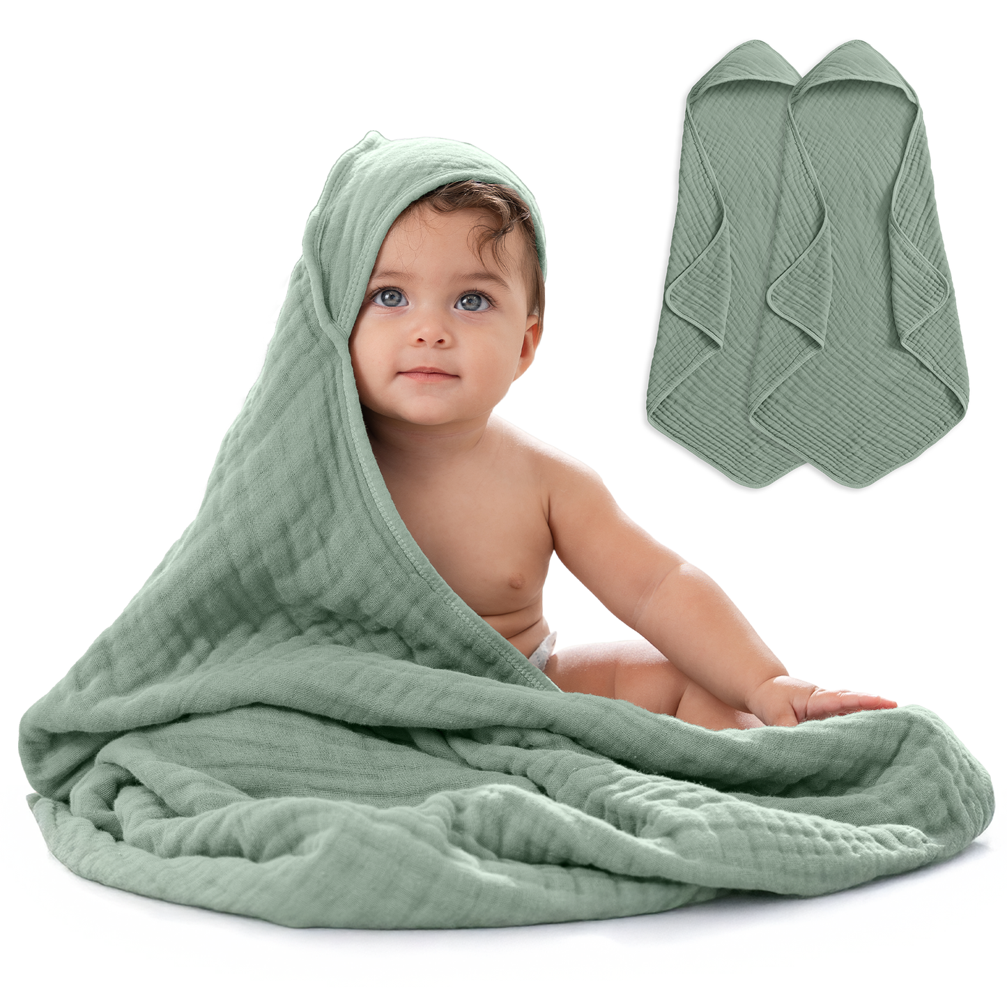 Hooded Baby Towel, 6 Layer 100% Muslin Cotton by Comfy Cubs: Mauve / Pack of 1