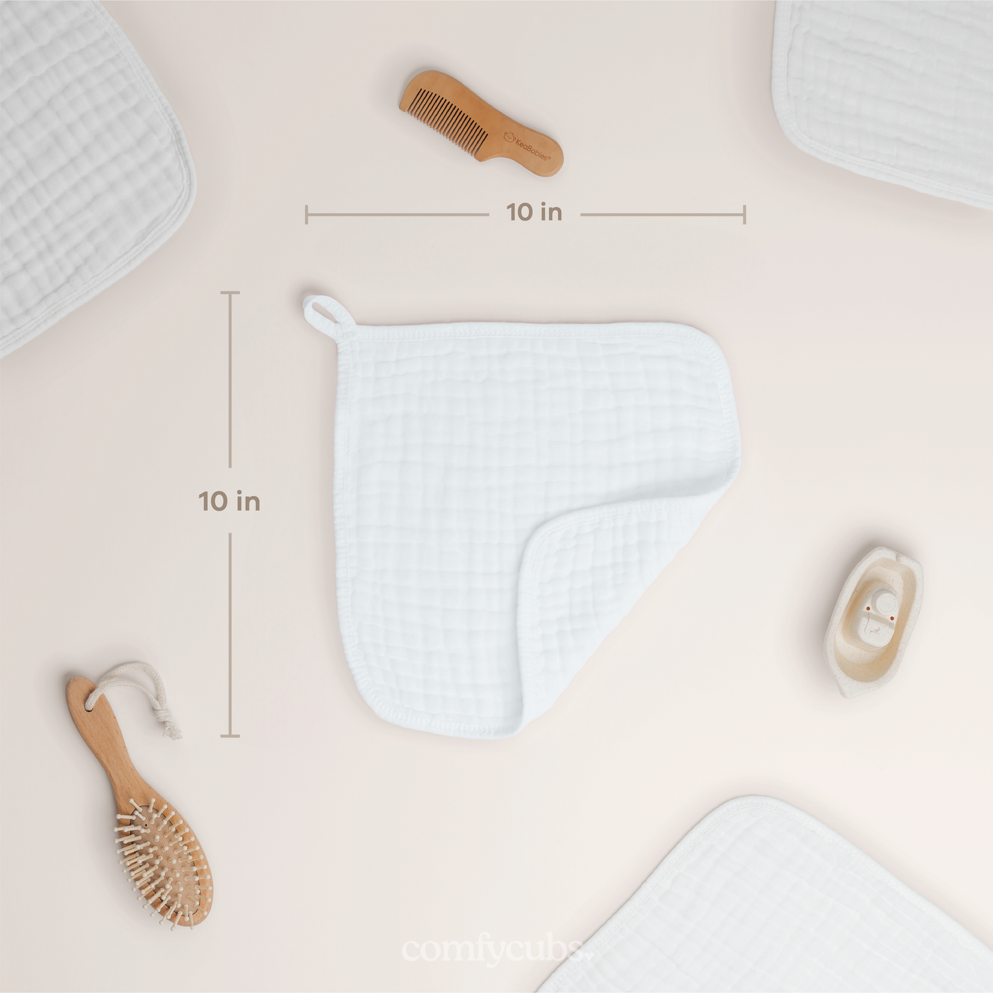 Muslin Baby Washcloths, Soft 10"x10" Cotton by Comfy Cubs: Bold Blush / 6-Pack 10”X10”