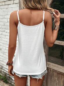 Contrast Lace Criss Cross Front Cami Top
