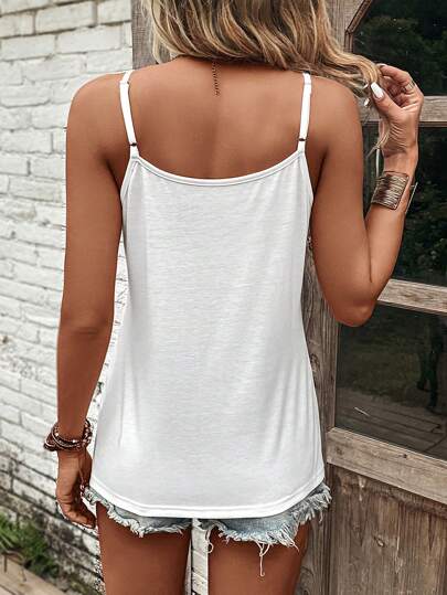 Contrast Lace Schiffy Camisole-White