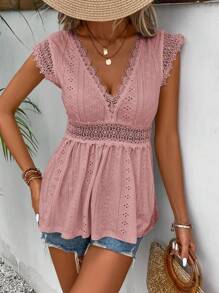 Guipure Lace Peplum Tee