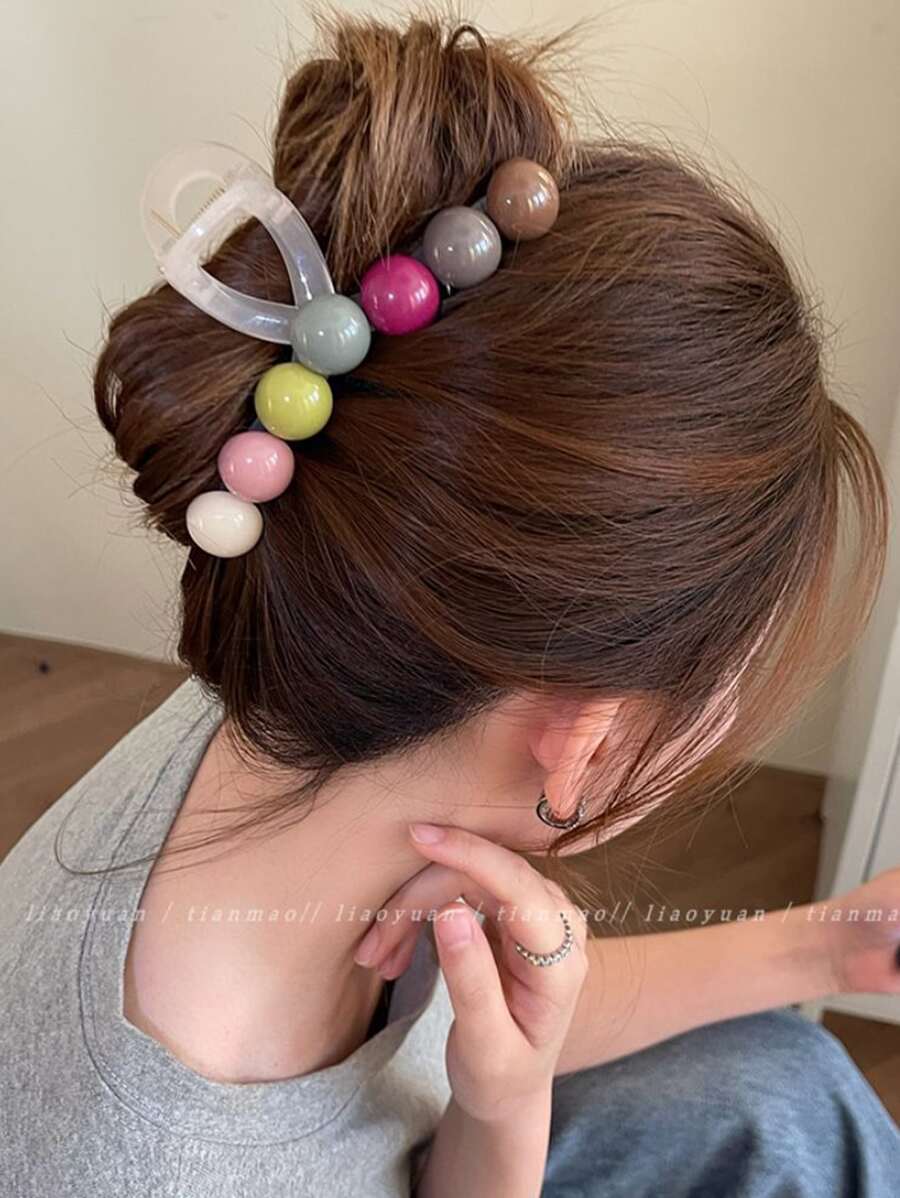 1pc Women's Large Size Hair Claw With Rainbow & Sweet Cartoon Casual