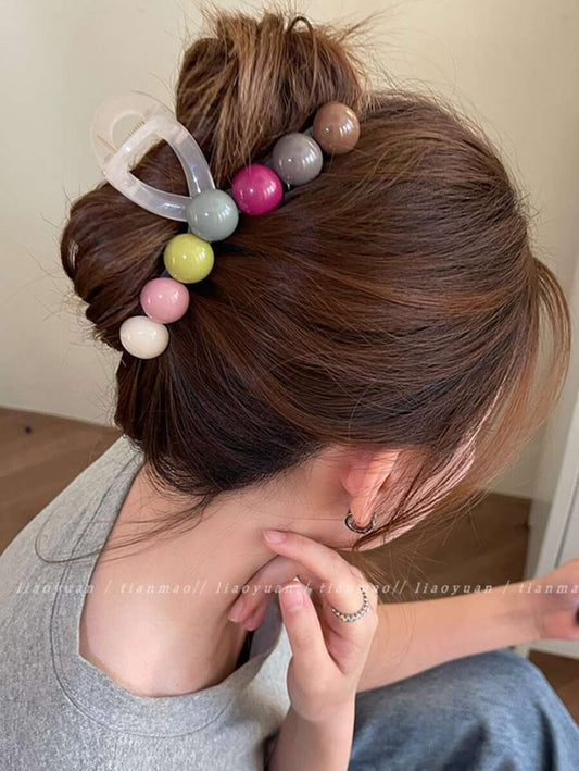 1pc Women's Large Size Hair Claw With Rainbow & Sweet Cartoon Casual