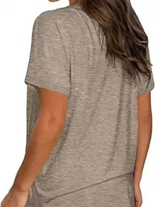 Criss Cross Front Tee- Khaki