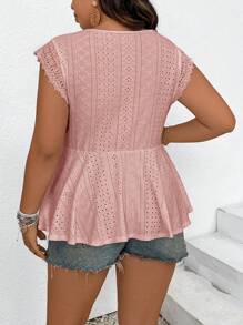 Patchwork Lace & Ruffle Hem T-Shirt with Soluble Lace Hem