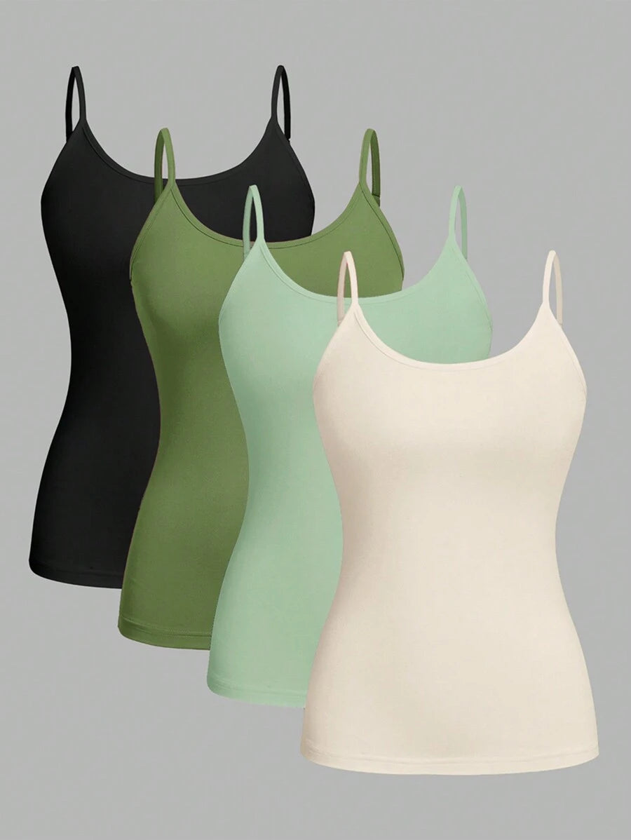 Casual Solid Color Slim Fit Ladies Camisole Tank top- Variety of Colors