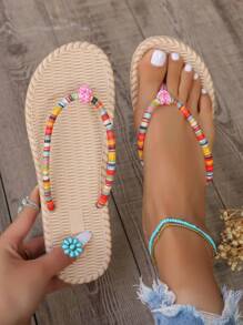Colorful Women's Flat Sandal Lightweight & Comfortable Flip Flop