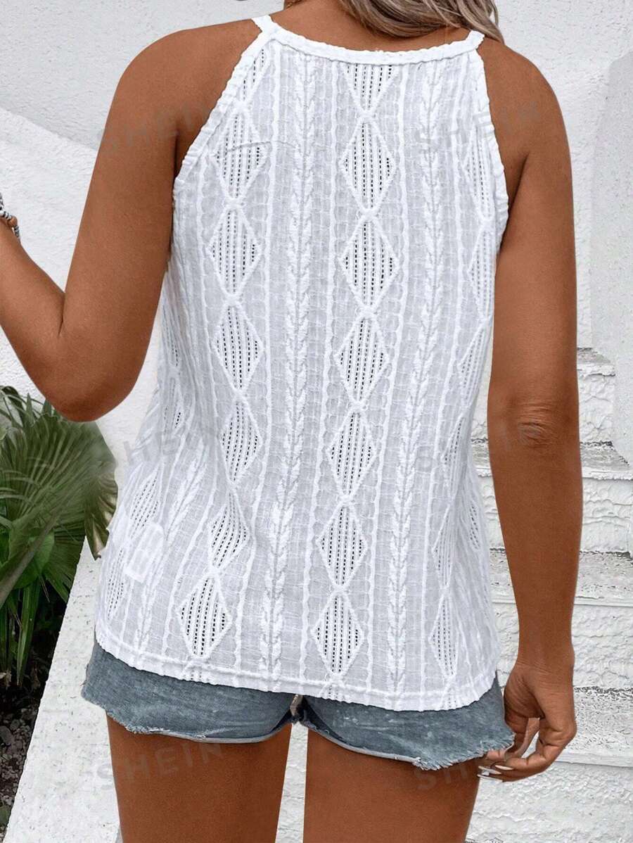 Diamond Jacquard Neck Strap Top