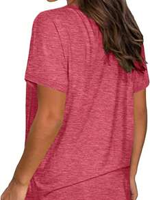 Criss Cross Front Tee- Red