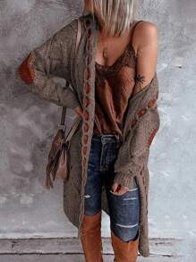 Retro Knitted Cardigan Sweater With Long Sleeves