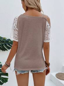 Lace Shoulder T-Shirt