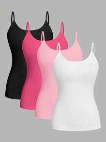Casual Solid Color Slim Fit Ladies Camisole Tank top- Variety of Colors