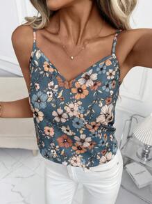 Elegant V-Neck Floral Print Camisole
