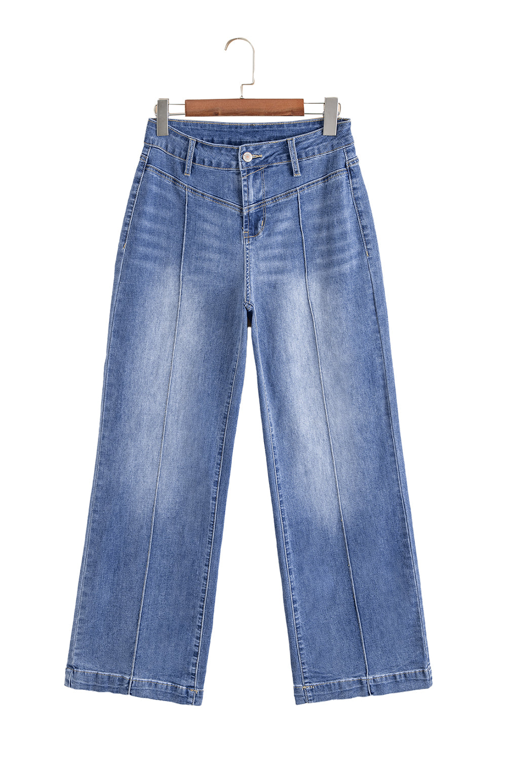 Beau Blue Tailored Center Seam Detail High Rise Jeans