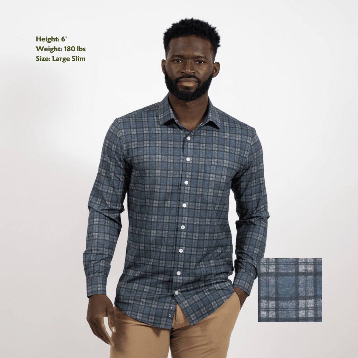 Hustle Sport Shirt - Long Sleeve - Navy Grey Flannel: Regular / Medium