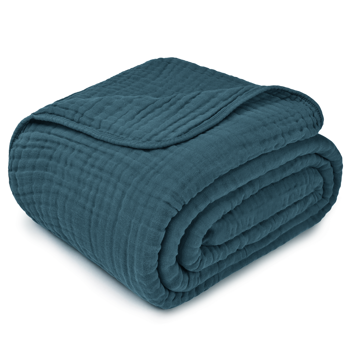Muslin Blanket for Adults, 6-Layer Bedding by Comfy Cubs: Pacific Blue / Throw: 50" x 60"