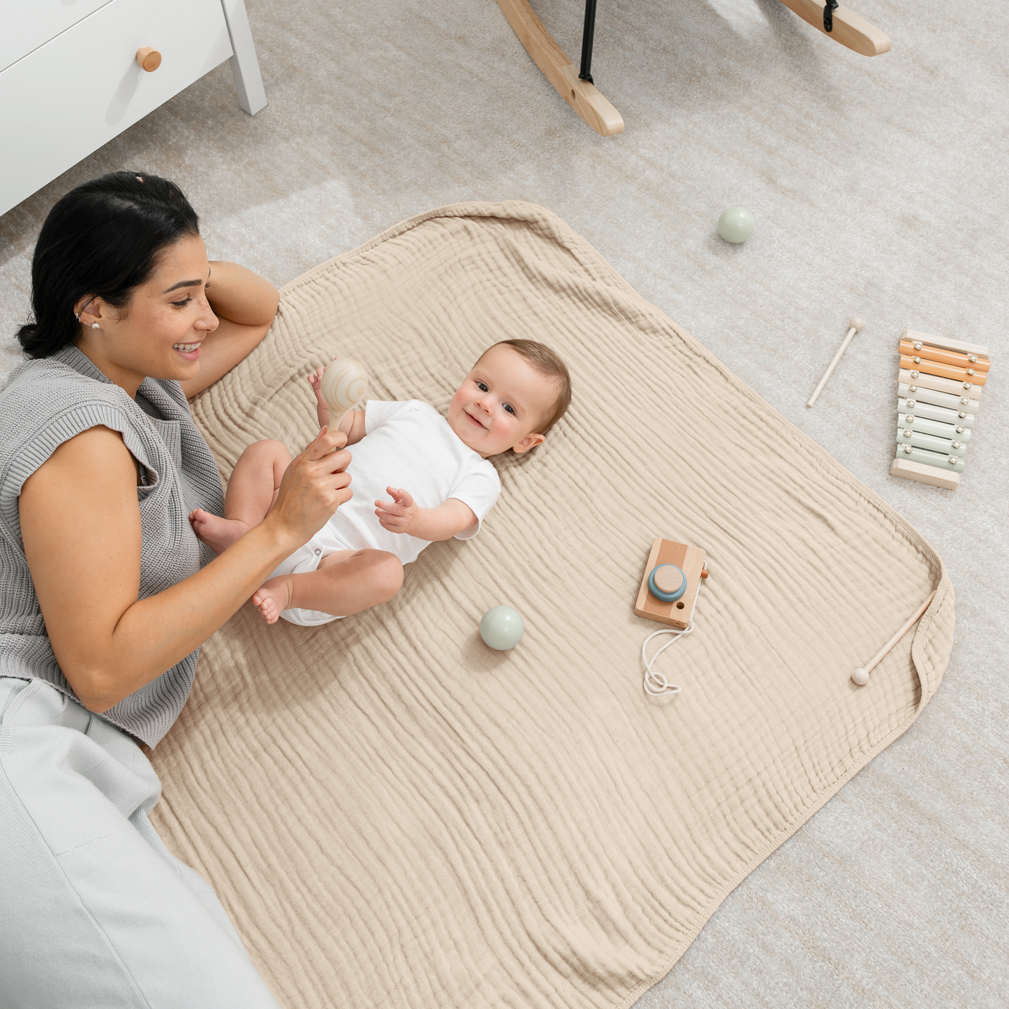 Muslin Baby Blanket, 40" x 40" Swaddle Blanket by Comfy Cubs: Mauve