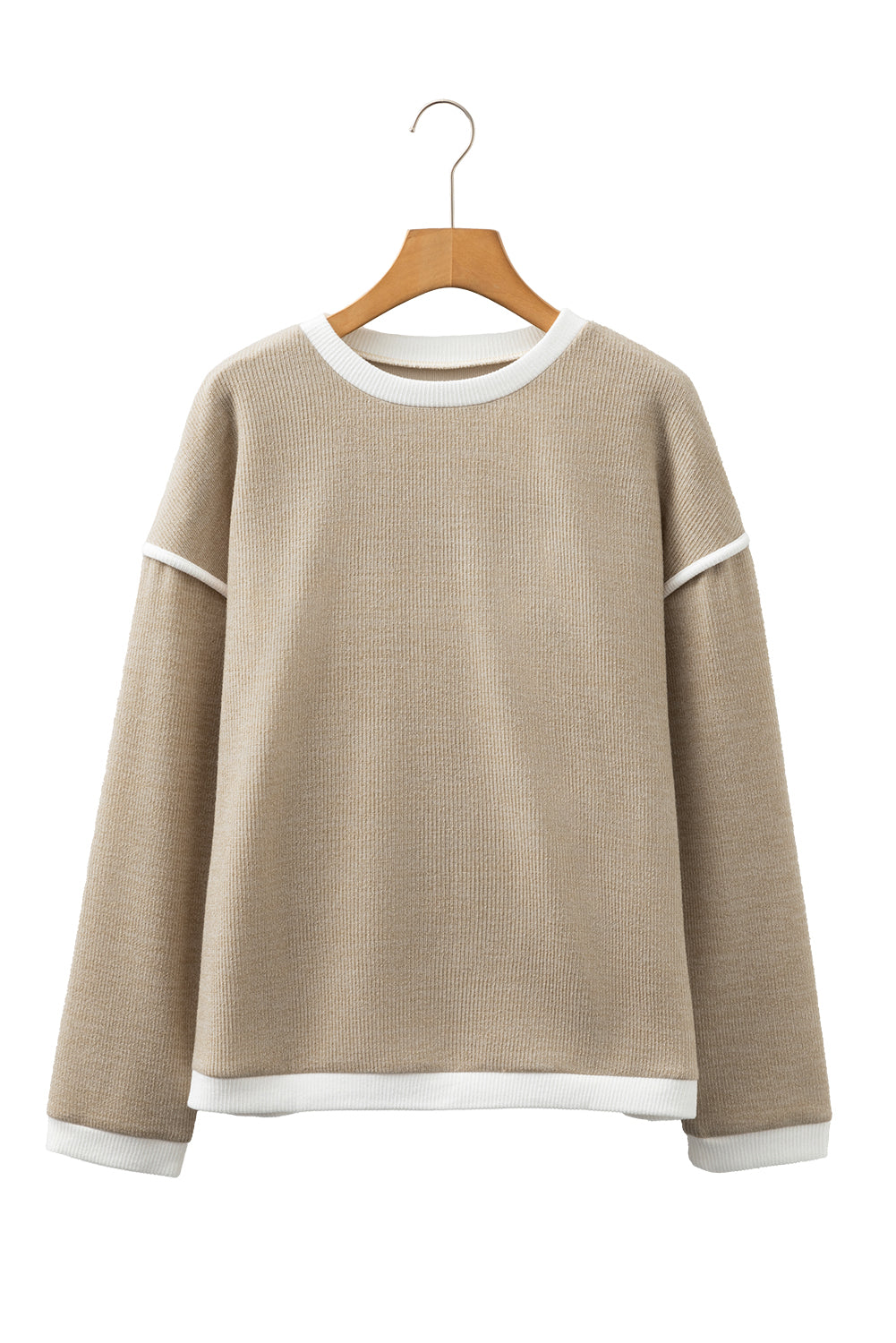 Contrast Color Trim Knit Drop Shoulder Loose Top