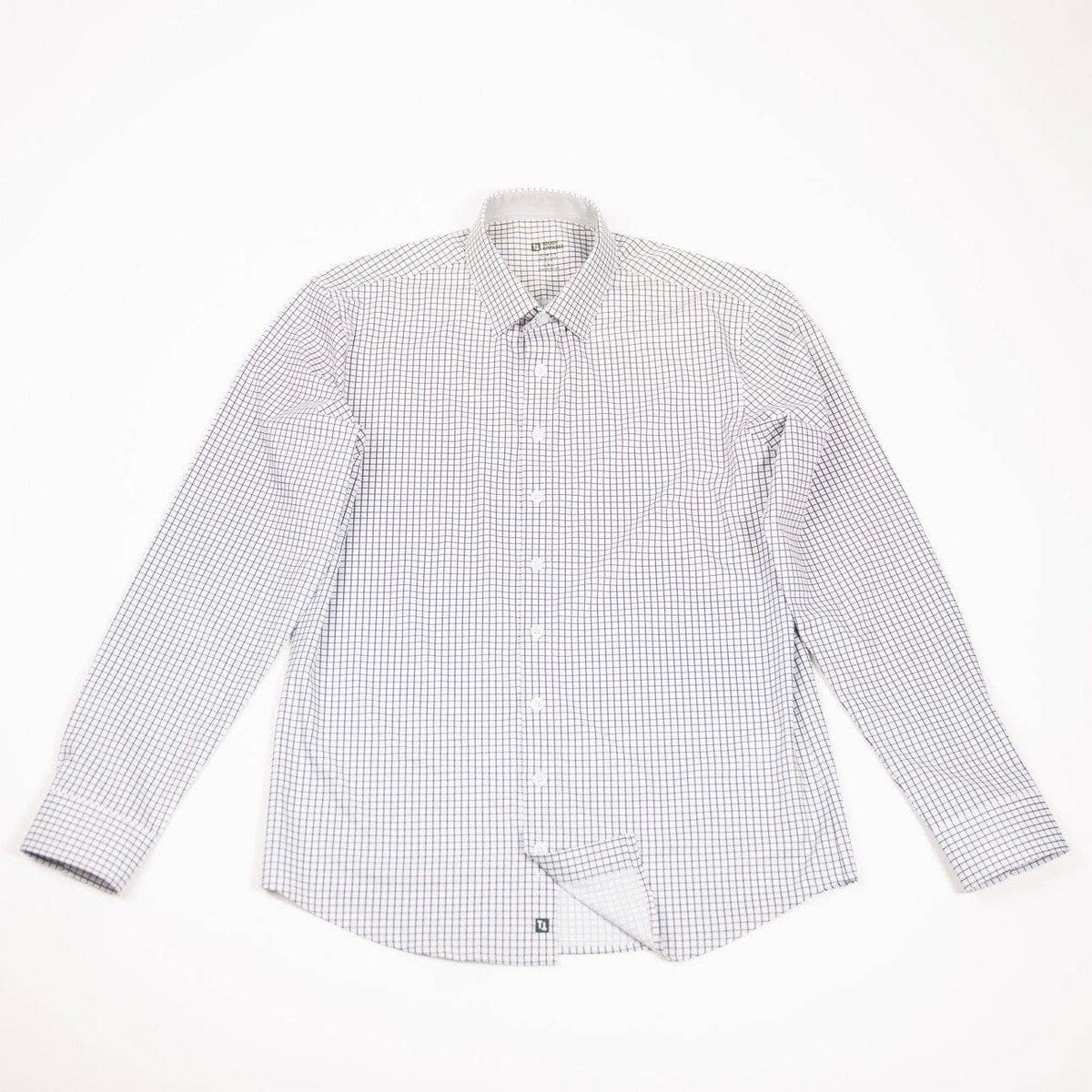 Hustle Sport Shirt - Long Sleeve - Grey Mini Grid: Regular / 2XL