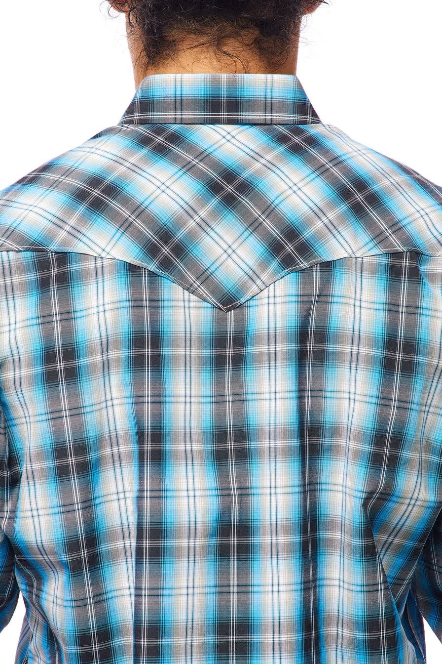 RODEO CLOTHING MEN'S PLAID WESTERN LONG SLEEVE SNAP SHIRTS: S