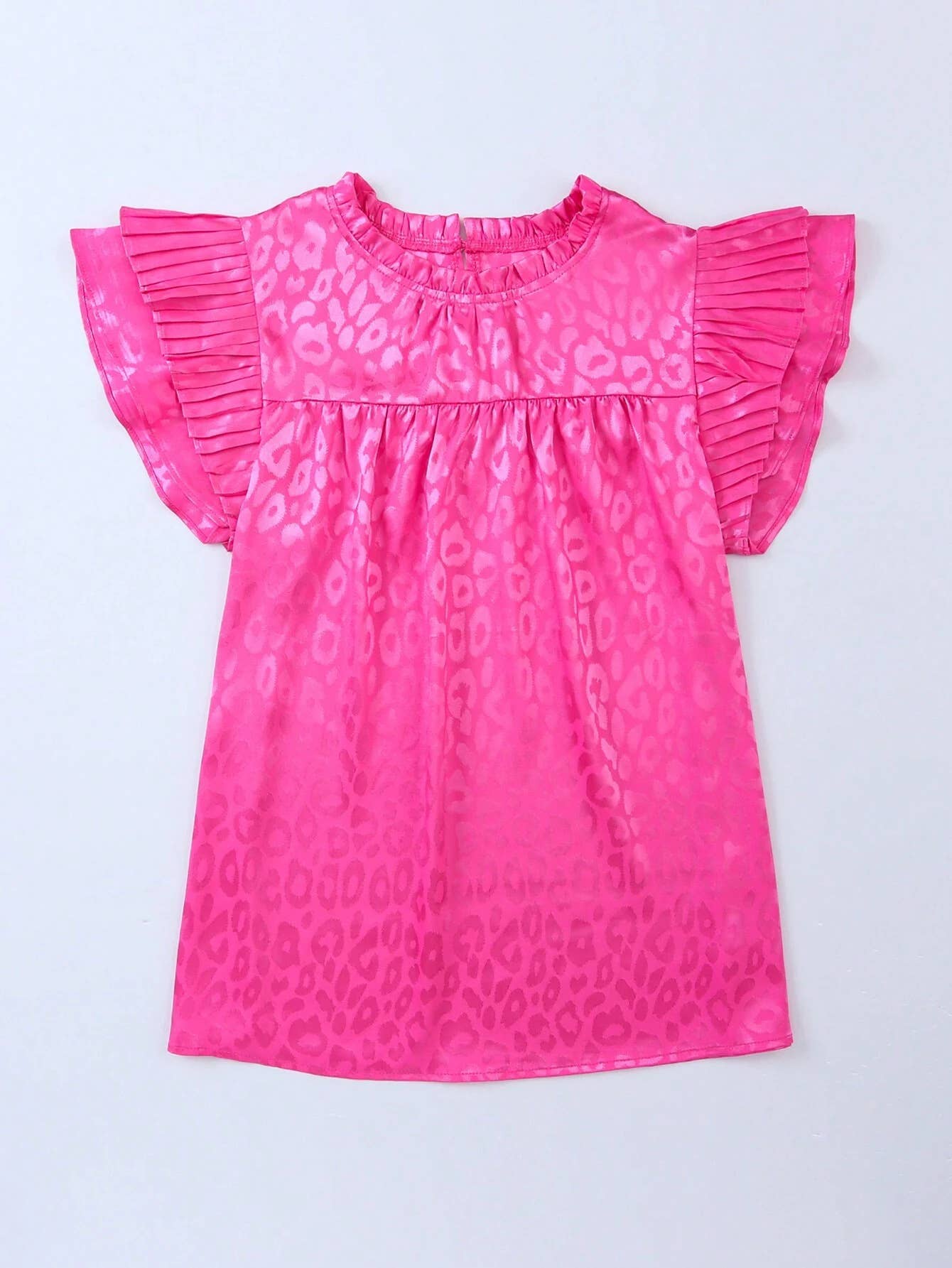 Urban print stain ruffle t-shirt top: Blue / M