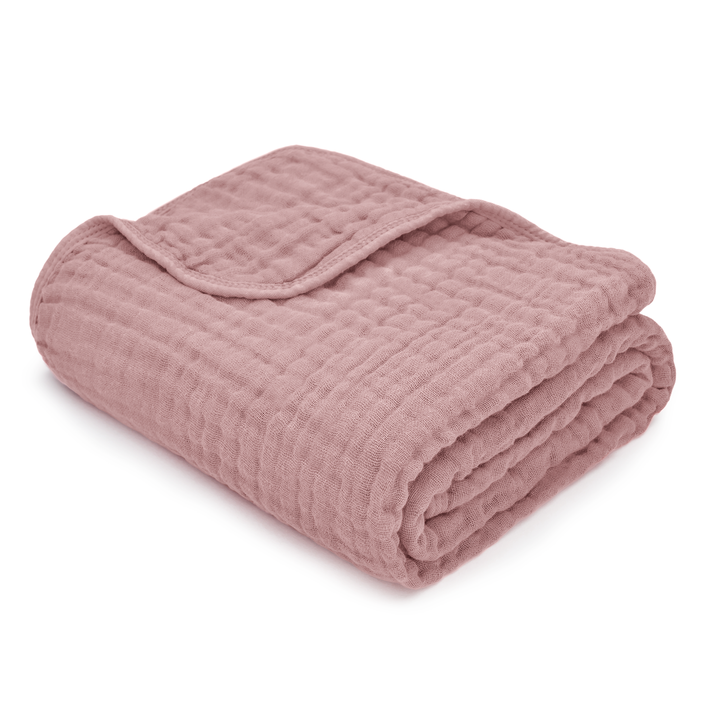 Muslin Baby Blanket, 40" x 40" Swaddle Blanket by Comfy Cubs: Mauve
