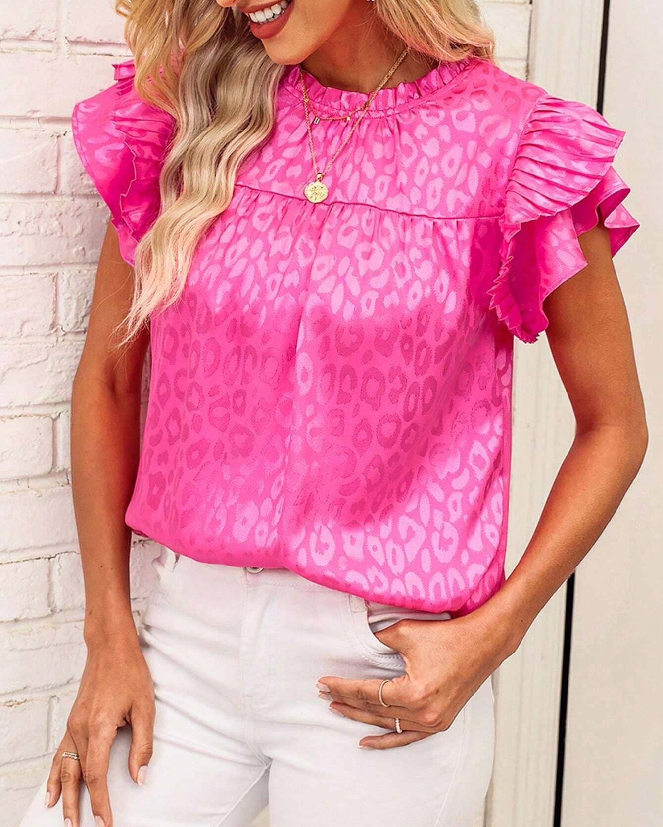 Urban print stain ruffle t-shirt top: Begie / S