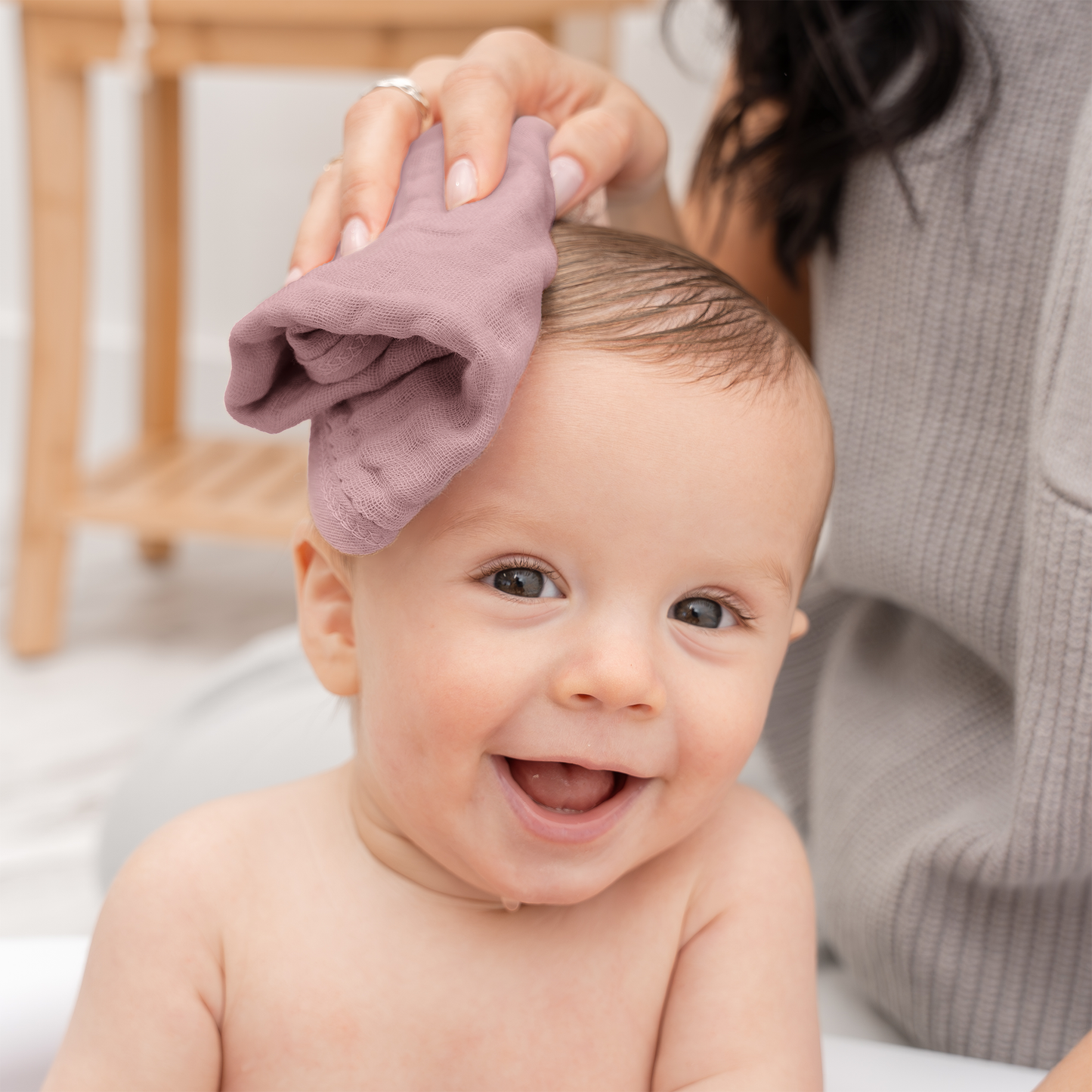 Muslin Baby Washcloths, Soft 10"x10" Cotton by Comfy Cubs: Bold Blush / 6-Pack 10”X10”