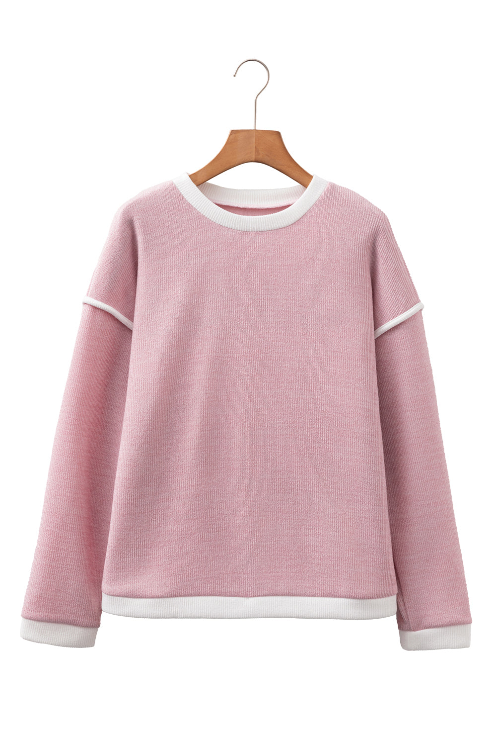 Contrast Color Trim Knit Drop Shoulder Loose Top