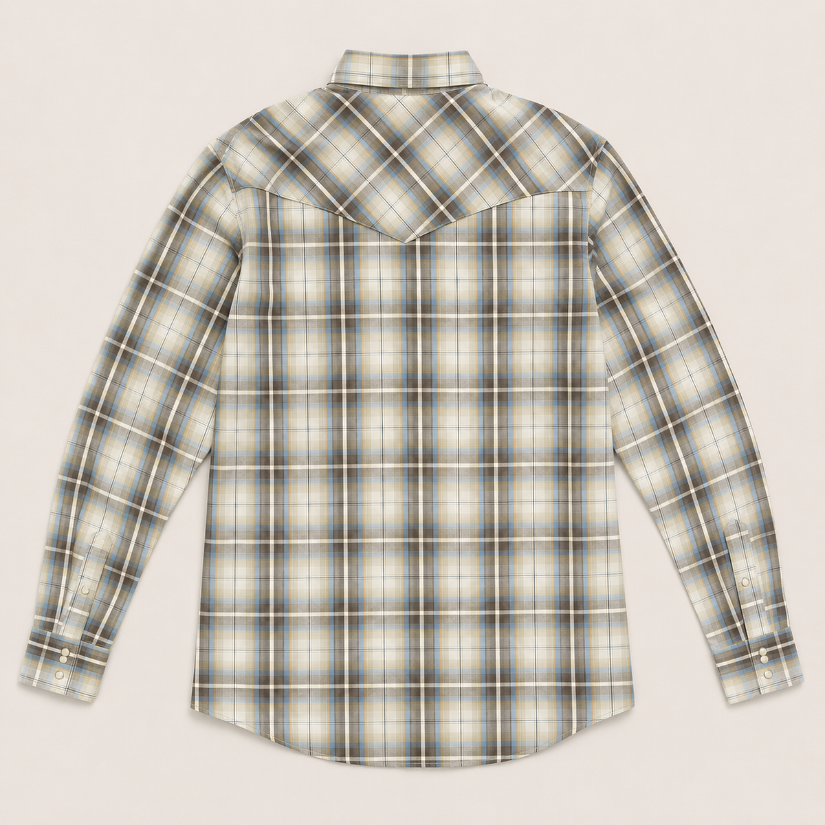 Men's Desert Sky Plaid Pearl Snap Long Sleeve Cowboy Western Shirt: XL