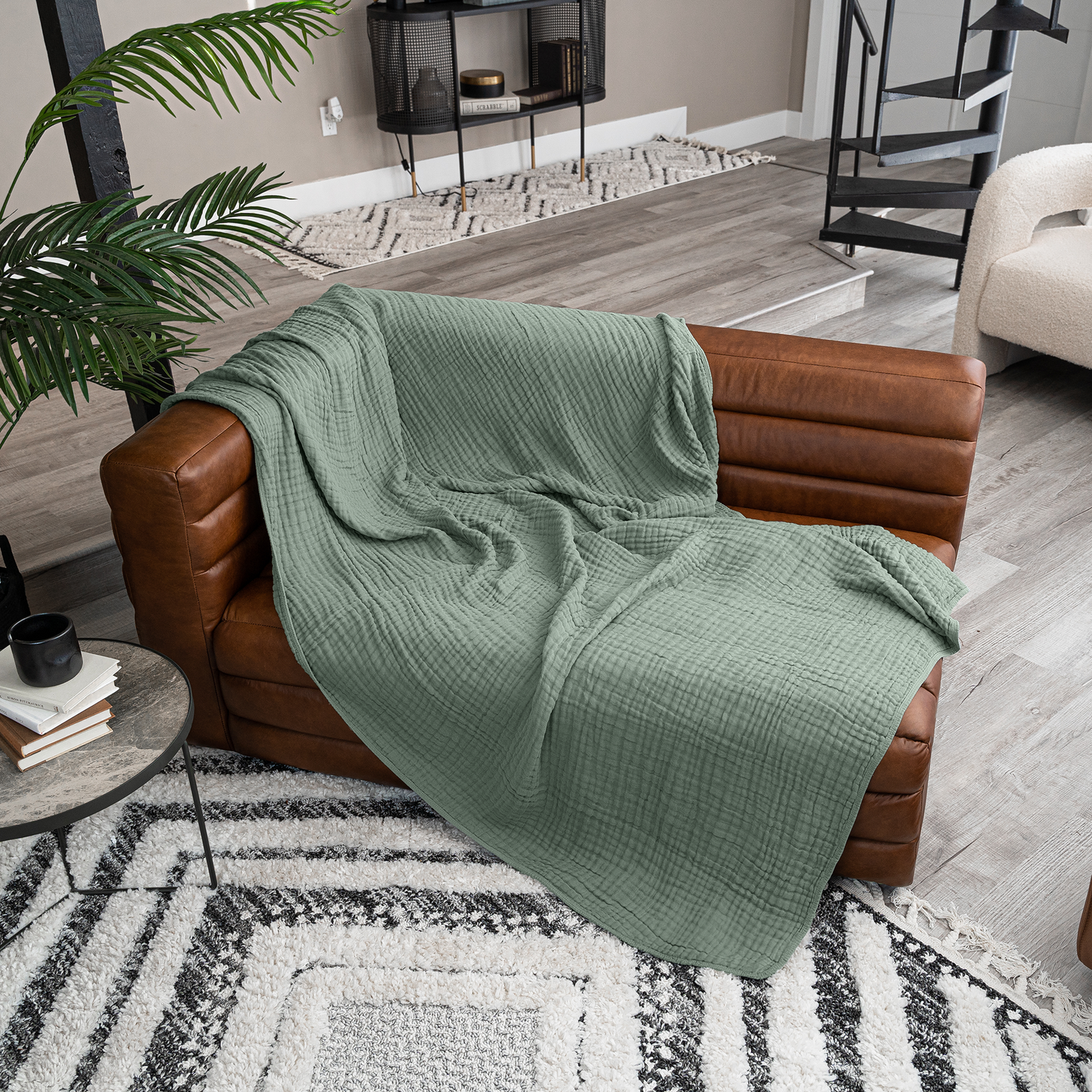Muslin Blanket for Adults, 6-Layer Bedding by Comfy Cubs: Mauve / Throw: 50" x 60"