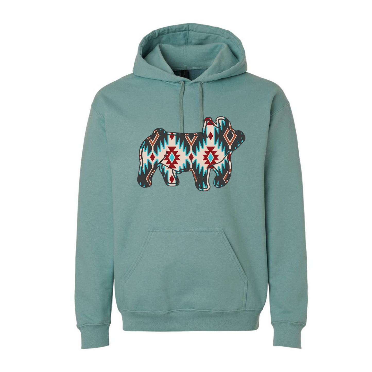 Teal/red Aztec Swine hoodie