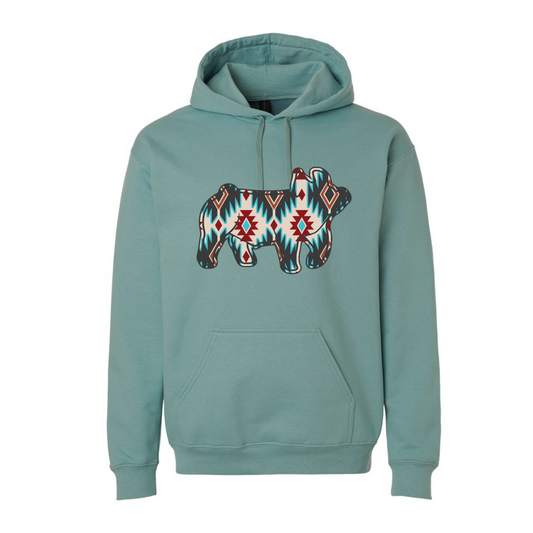 Teal/red Aztec Swine hoodie