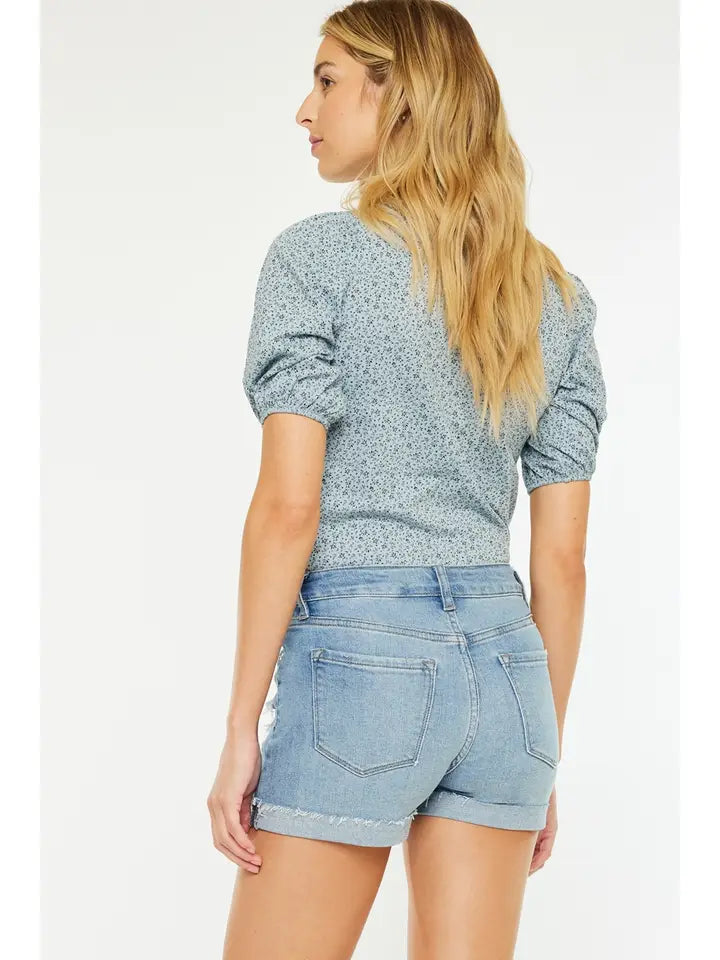 Exposed Button High Rise Shorts