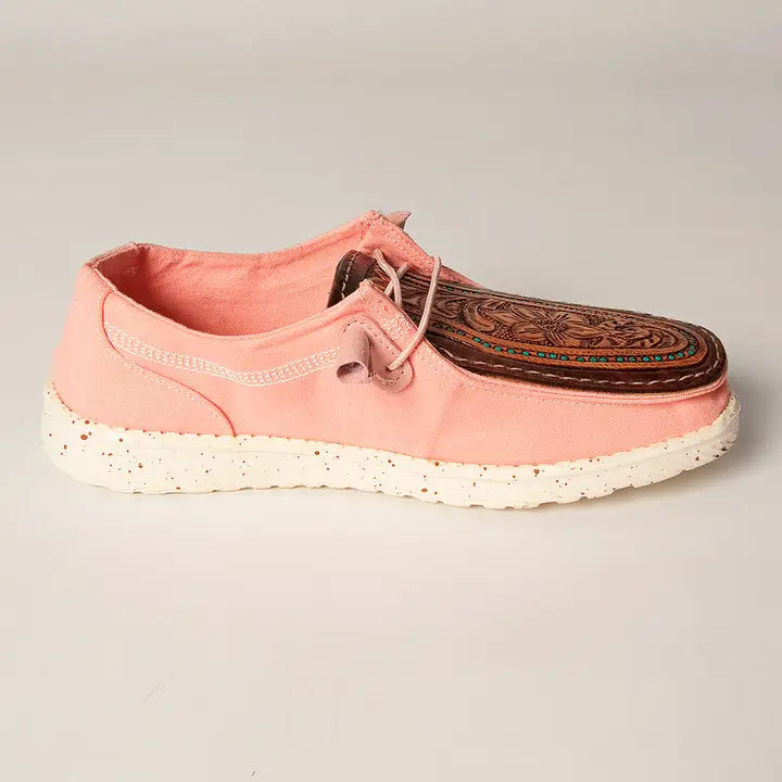 Genuine Leather Trim Shoe Footwear Slip On