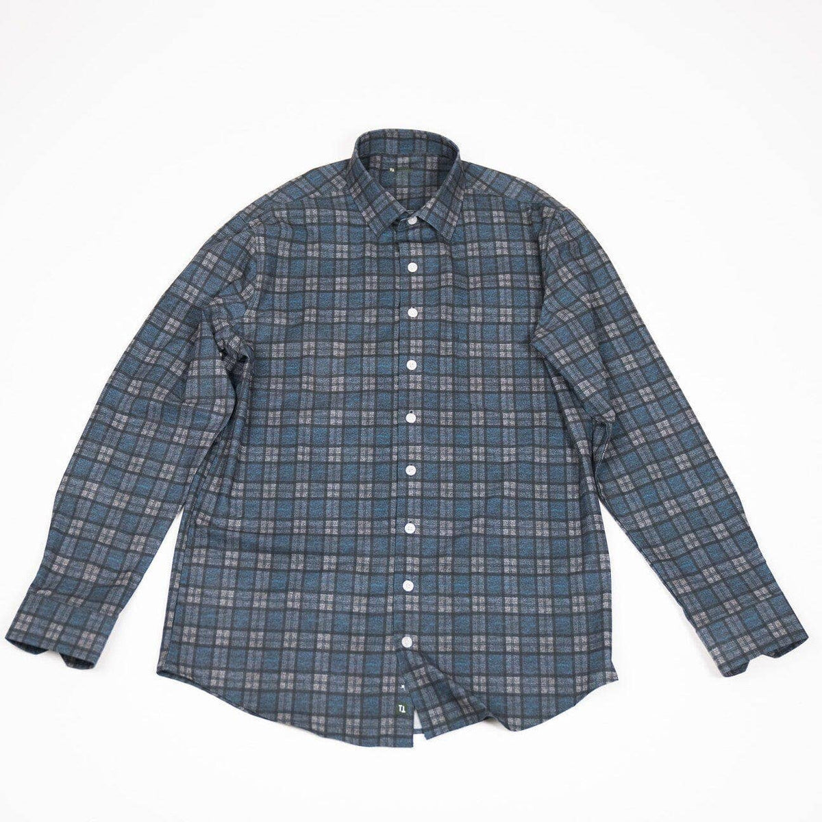Hustle Sport Shirt - Long Sleeve - Navy Grey Flannel: Regular / Large