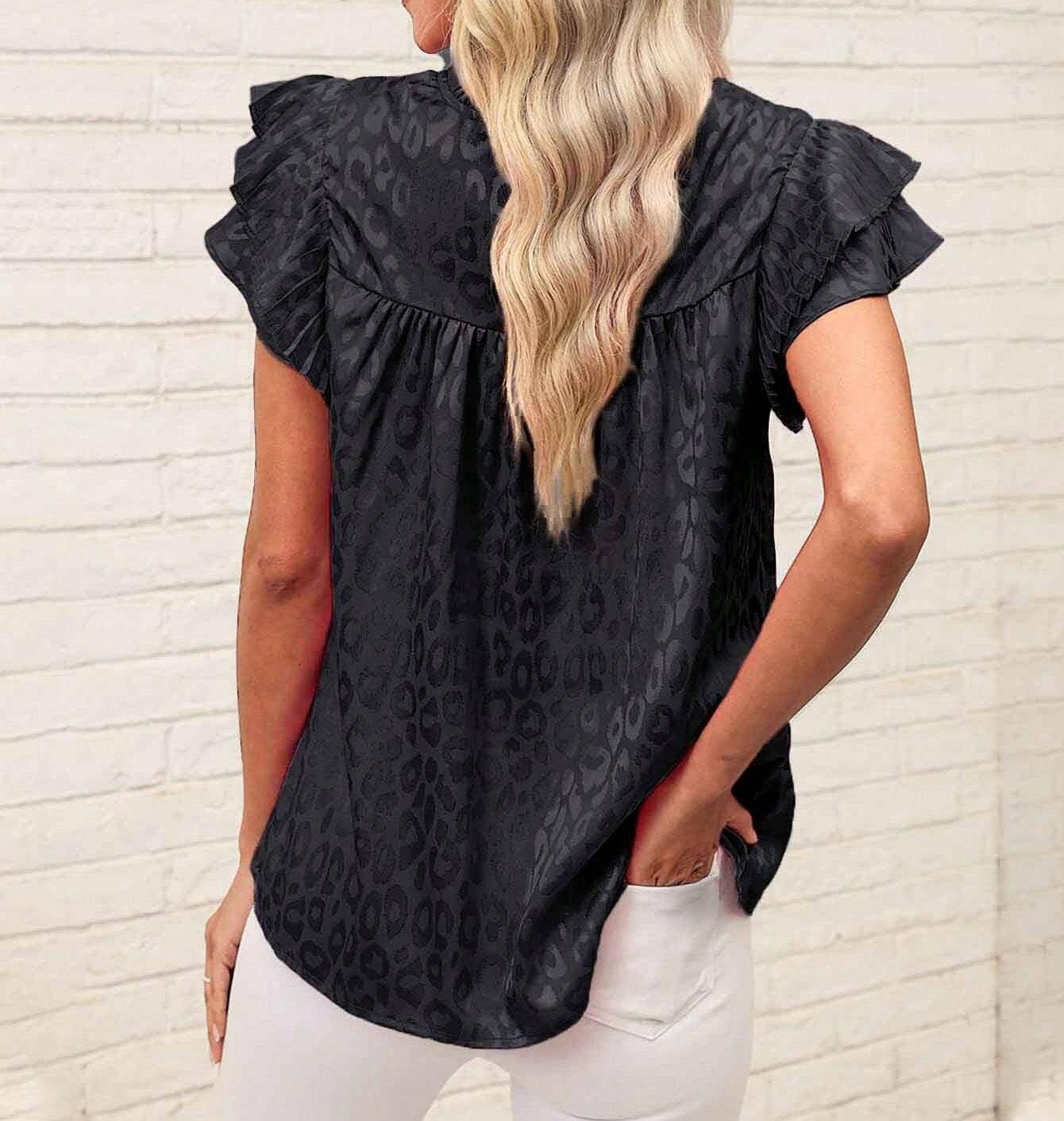 Urban print stain ruffle t-shirt top: Green / 2XL