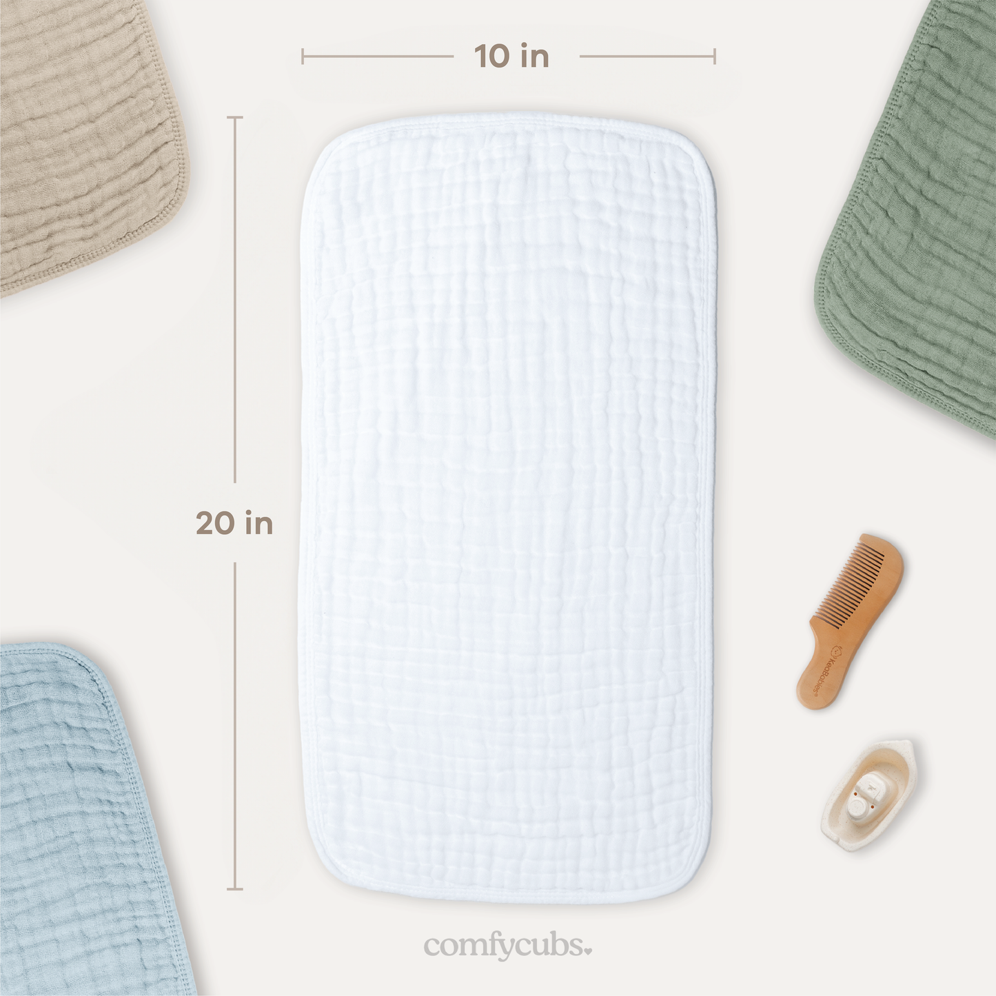 Baby Burp Cloths - 100% Muslin Cotton by Comfy Cubs: Mauve / 10-Pack 20”X10”